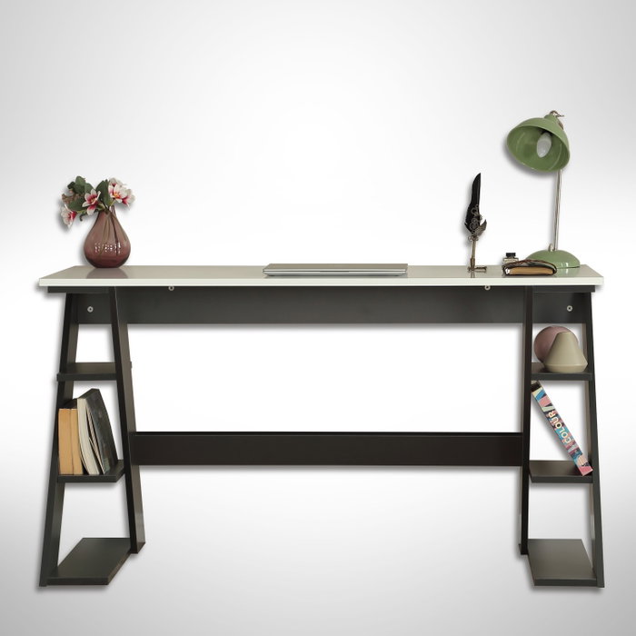 Hanah Home Lungo Escritorio de Estudio Antracita y Blanco